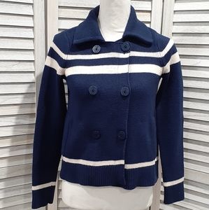 Women's Kint Cardigan Coat Sailor Sweater Double Breasted Cotton Wool Blend